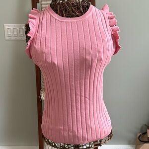 Ann Taylor Factory Size M Ribbed top with ruffle sleeves